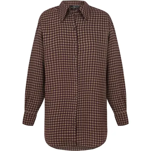 Burgundy Checkered Oversized Shirt , female, Sizes: XS, S, XL, M, L - Cortana - Modalova