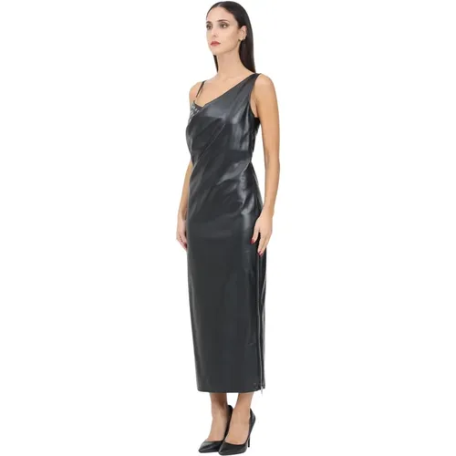 Schwarzes Asymmetrisches Midi-Kleid mit Nieten-Detail , Damen, Größe: 2XS - PATRIZIA PEPE - Modalova