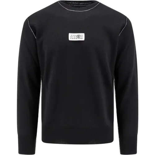 Schwarzer Strick Aw24 Langarm Pullover , Herren, Größe: XL - MM6 Maison Margiela - Modalova