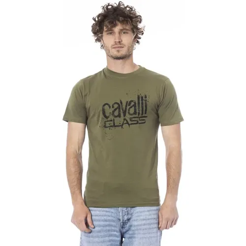 Grünes Logo Print Crew Neck T-Shirt , Herren, Größe: XL - Cavalli Class - Modalova