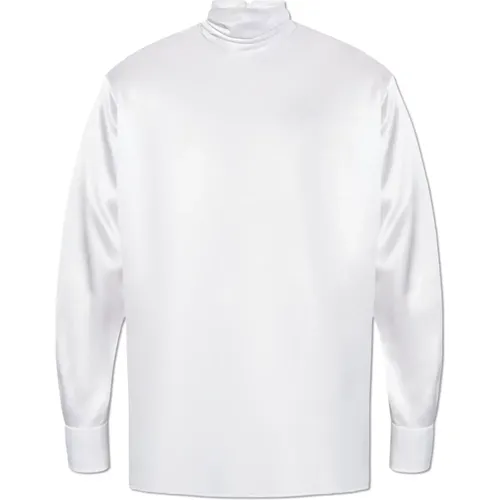 Silk top with stand-up collar , male, Sizes: S, M - Dolce & Gabbana - Modalova