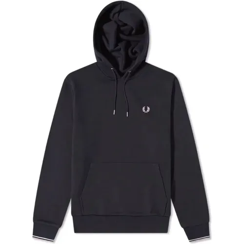 Navy Tipped Hooded Sweatshirt with Laurel Embroidery , male, Sizes: L, XL, M - Fred Perry - Modalova