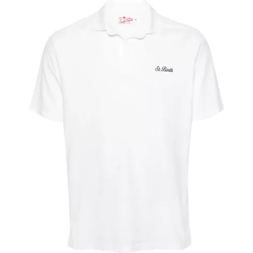 Weißes Baumwoll-Poloshirt mit Besticktem Logo , Herren, Größe: M - MC2 Saint Barth - Modalova