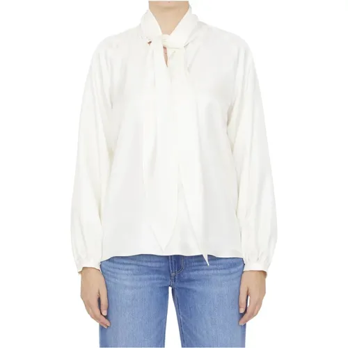 Seiden Albenga Shirt - Weiß , Damen, Größe: M - Max Mara - Modalova