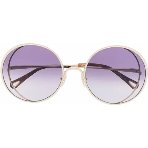 Luxus-Sonnenbrille mit goldenem Rahmen , Damen, Größe: 61 MM - Chloé - Modalova