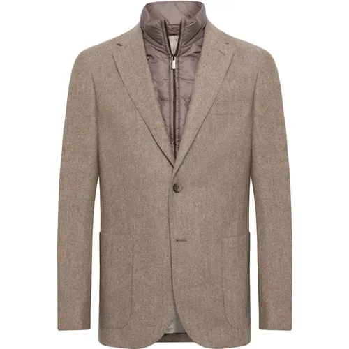 Herringbone Woll Abnehmbarer Bib Blazer , Herren, Größe: L - Boggi Milano - Modalova