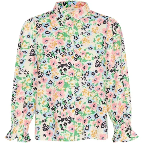 Floral Print Shirt with Ruffle Details , female, Sizes: M - Part Two - Modalova