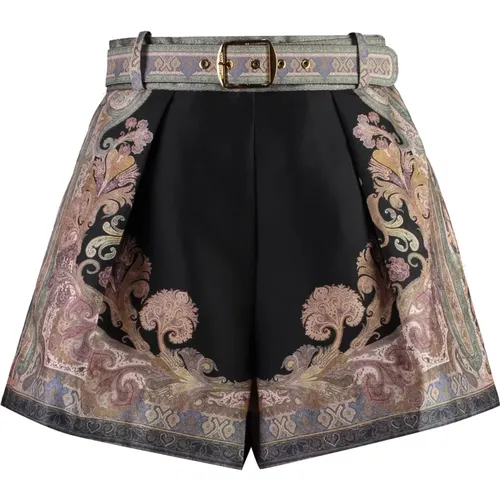 Seidenshorts mit Illustrationsdruck , Damen, Größe: M - Zimmermann - Modalova