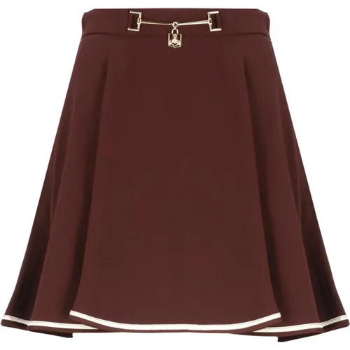 Bordeaux Crêpe Minirock mit Metall Detail , Damen, Größe: S - Elisabetta Franchi - Modalova