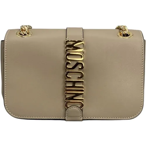 Leather Shoulder Bag with Magnetic Closure and Removable Strap , female, Sizes: ONE SIZE - Moschino - Modalova