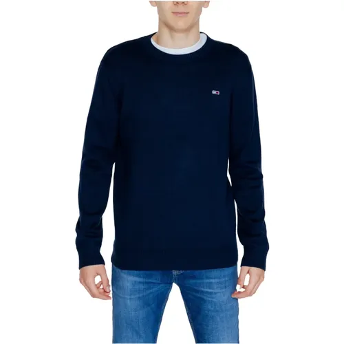 Blauer Baumwollstrick Rundhalsausschnitt Pullover , Herren, Größe: 2XL - Tommy Jeans - Modalova