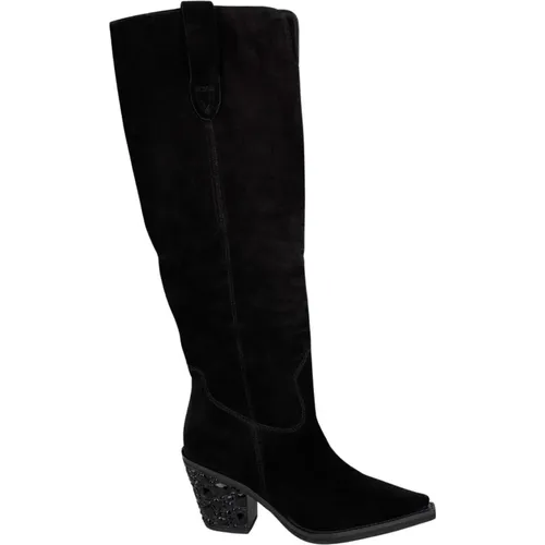 Pointed Toe Leather High Boots , female, Sizes: 6 UK, 8 UK, 3 UK, 2 UK, 5 UK, 4 UK - Alma en Pena - Modalova