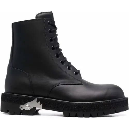 Metallic-Detail Ankle Boots , male, Sizes: 6 UK - Off White - Modalova