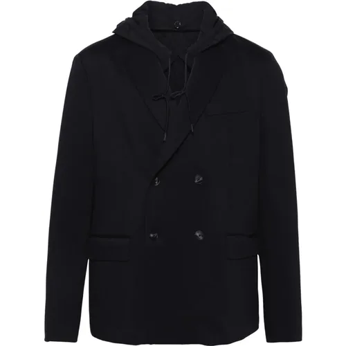 Wool Blend Hooded Jacket with Buttons , male, Sizes: 2XL, 3XL, XL - Emporio Armani - Modalova