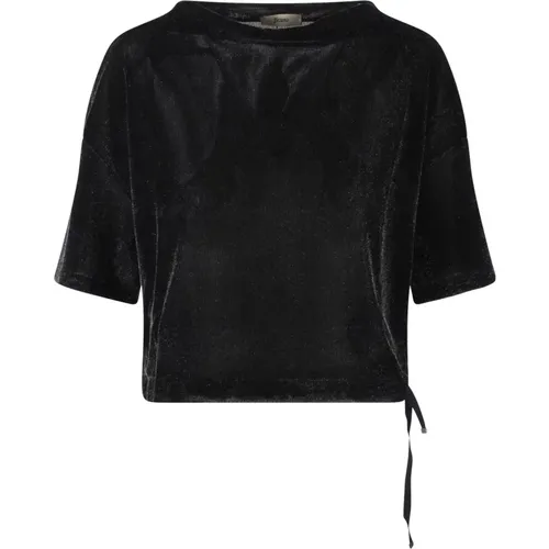 Cord-Crop-T-Shirt mit Kordelzugsaum , Damen, Größe: L - Herno - Modalova