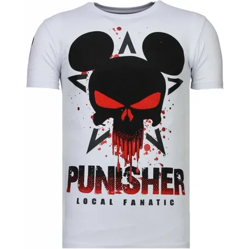 Punisher Mickey Rhinestone - Herren T-Shirt - 13-6208W , Herren, Größe: S - Local Fanatic - Modalova