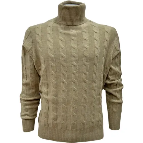 Men's Cashmere Turtleneck Braided Knit , male, Sizes: 2XL - Cashmere Company - Modalova