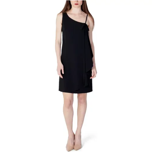 Schwarzes Kurzes Kleid Einfaches Muster , Damen, Größe: M - Sandro Ferrone - Modalova