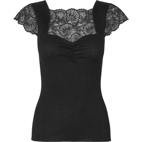 Lace Top Short Sleeve , female, Sizes: S, XL, M, L - Rosemunde - Modalova