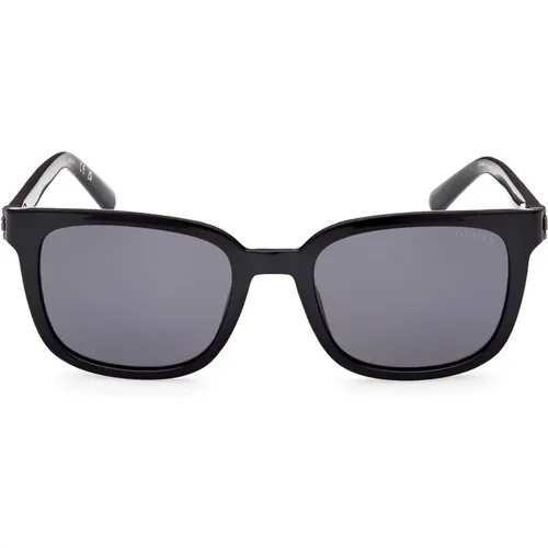 Herren Schmale Rechteckige Sonnenbrille in Schwarz - Guess - Modalova