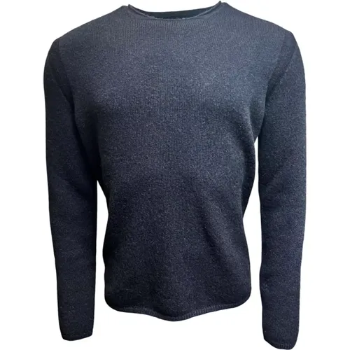 Navy Merino Baby-Kamel Rollkante Pullover , Herren, Größe: M - Roberto Collina - Modalova