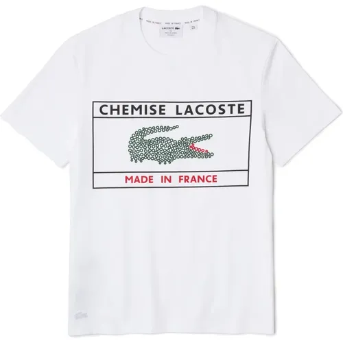 Crocodile Print Cotton T-Shirt , male, Sizes: M, L - Lacoste - Modalova