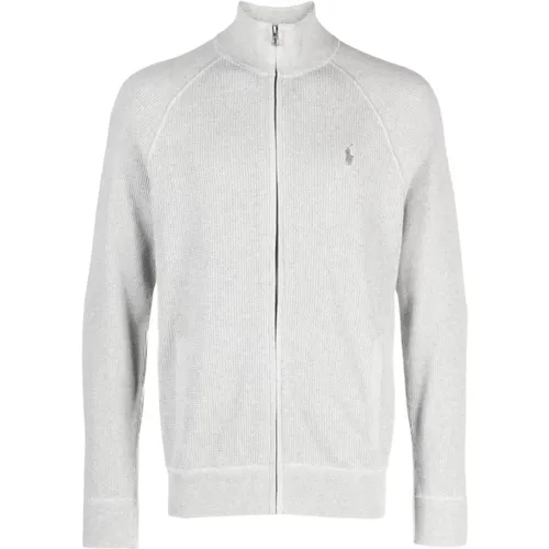 Casual Grey Cotton Full Zip Sweater , male, Sizes: XL, 2XL - Polo Ralph Lauren - Modalova