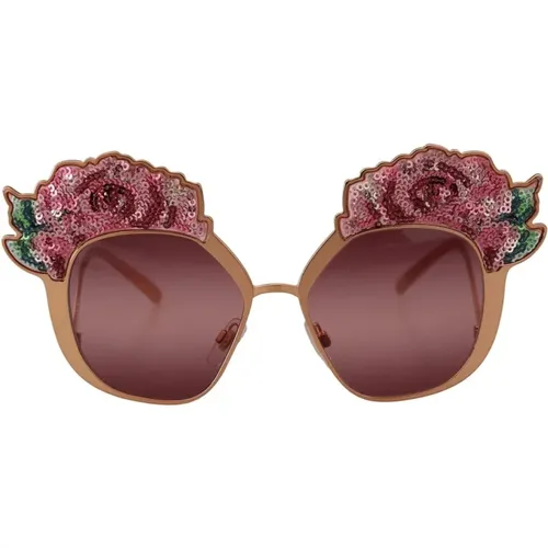 Rose Sequin Sunglasses , female, Sizes: ONE SIZE - Dolce & Gabbana - Modalova