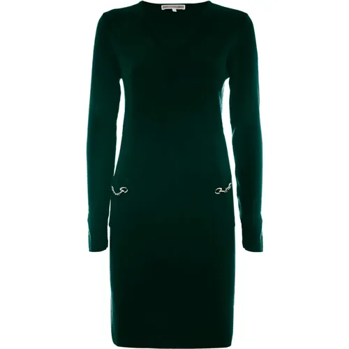 Elegantes V-Ausschnitt Midi-Kleid mit Metallverzierung , Damen, Größe: S - Kocca - Modalova