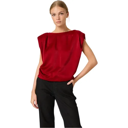 Burgundrotes Wrap-Top mit V-Ausschnitt - My Essential Wardrobe - Modalova