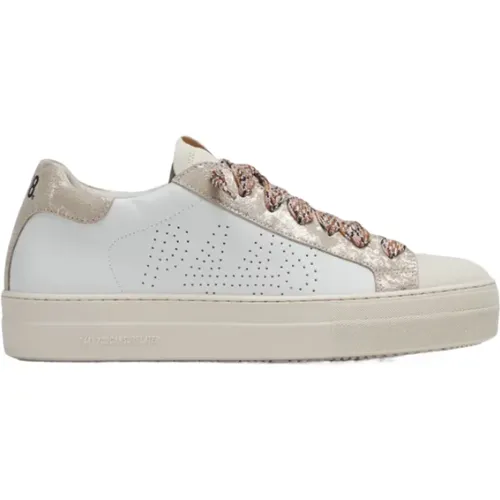 Thea Champagne Sneakers Weiß Goldene Details , Damen, Größe: 37 EU - P448 - Modalova