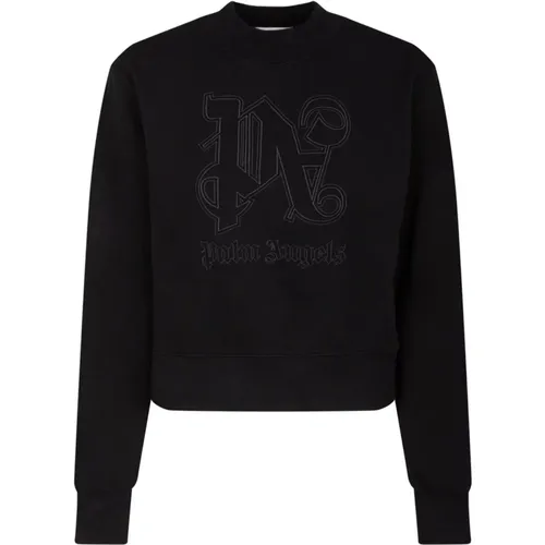 Cropped Sweatshirt with Embroideries , female, Sizes: XS, S, M - Palm Angels - Modalova