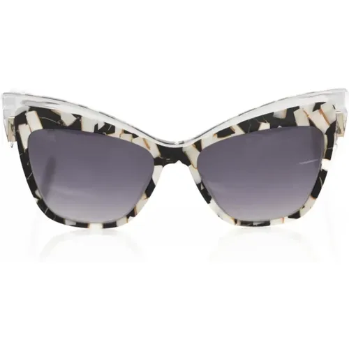 Schwarze Cat Eye Sonnenbrille mit Perlmutt - Frankie Morello - Modalova