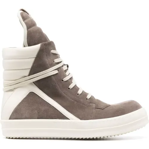 Grey Leather High Top Sneakers , male, Sizes: 7 UK - Rick Owens - Modalova