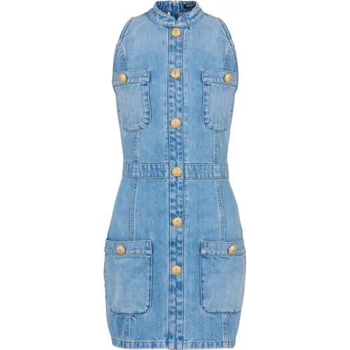 Short denim dress , female, Sizes: 2XS - Balmain - Modalova