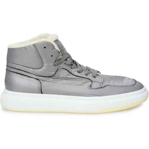 Grey High-Top Fur Sneakers , male, Sizes: 5 UK, 8 UK - MM6 Maison Margiela - Modalova