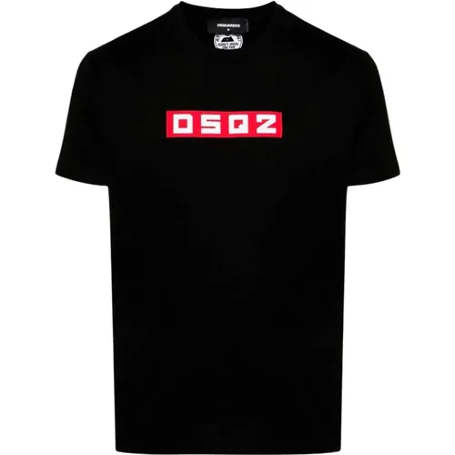 Logo T-Shirt aus schwarzer Baumwolle - Dsquared2 - Modalova