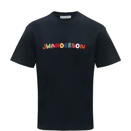 Besticktes Logo Navy T-shirt - JW Anderson - Modalova