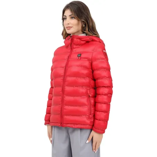 Rote Steppjacke mit Horizontalen Streifen - Blauer - Modalova