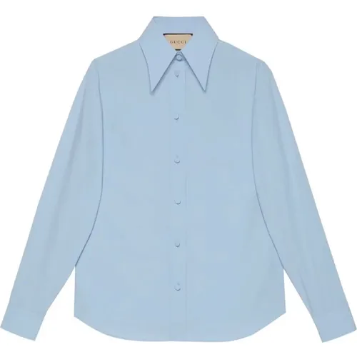 Sky Cotton Poplin Shirt , female, Sizes: XS - Gucci - Modalova