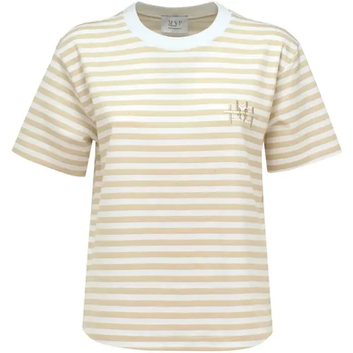 Striped Ivory T-Shirt , female, Sizes: S - MVP wardrobe - Modalova