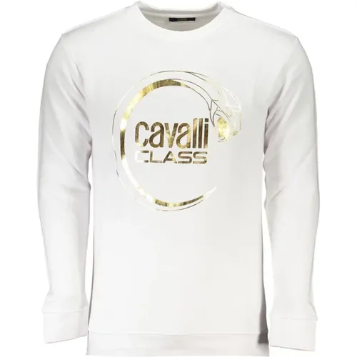 Logo Print Crewneck Sweatshirt Brushed Cotton , male, Sizes: 2XL, 3XL, XL - Cavalli Class - Modalova