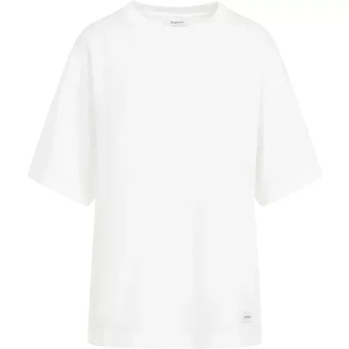 Weiße Basic T-Shirt , Herren, Größe: L - Saint Laurent - Modalova