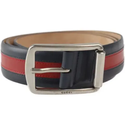 Pre-owned Navy Leather Belt , female, Sizes: ONE SIZE - Gucci Vintage - Modalova