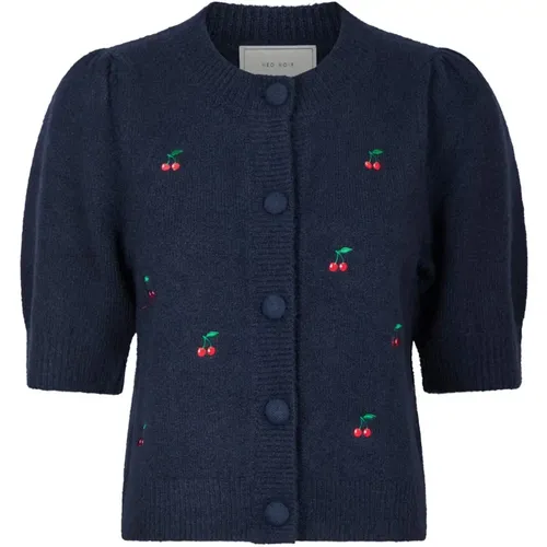 Embroidered Cherry Cropped Sweater , female, Sizes: XL, XS, M, S, L - NEO NOIR - Modalova