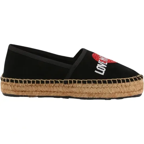 Glitter Slip-On Leather Platform Sneakers , female, Sizes: 2 UK - Love Moschino - Modalova