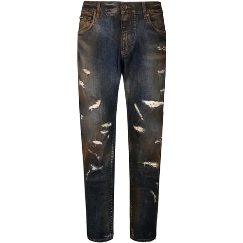 Bleached Slim Cut Jeans , male, Sizes: L - Dolce & Gabbana - Modalova