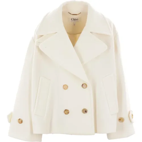 Oversize Double-Breasted Wool Coat , female, Sizes: S - Chloé - Modalova