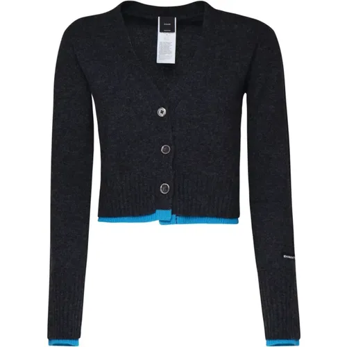 Graue Woll V-Ausschnitt Cardigan Pullover , Damen, Größe: L - pinko - Modalova