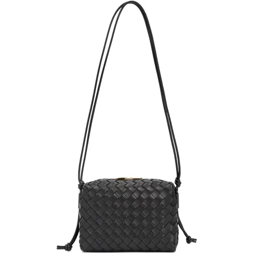 Leather Shoulder Bag with Intrecciato Pattern , female, Sizes: ONE SIZE - Bottega Veneta - Modalova